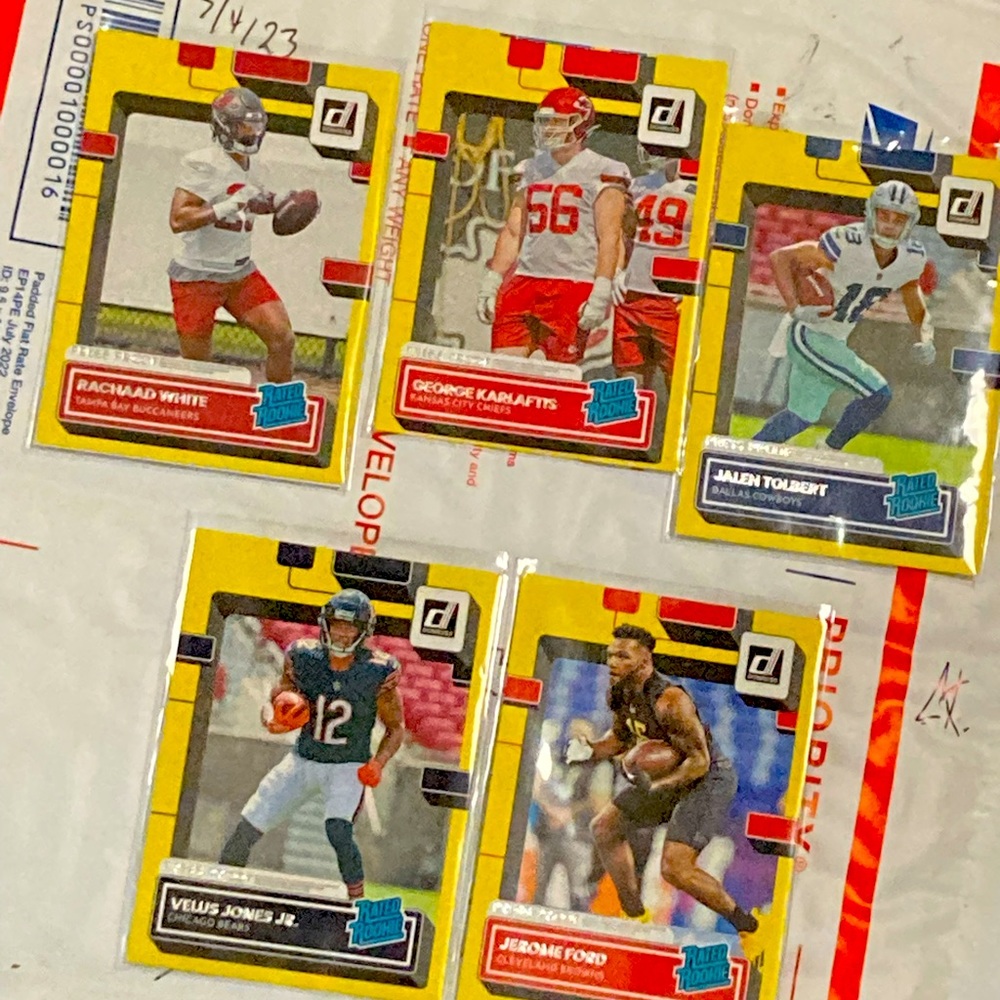 🔥💥VARIOUS NFL YELLOW RATED ROOKIE CARDS🔥💥DONRUSS🔥💥5 CARD SET